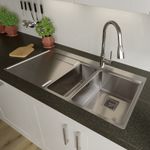 1.5 Bowl Square Inset Stainless Steel Kitchen Sink with Left Hand Drainer Silver