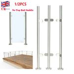 2Pcs 110CM Stainless Steel Balustrade Posts-No Top Rail Pole Railing Post 316 