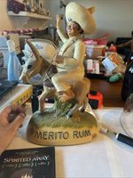 Merito Rum Ad Figure Man Riding Donkey Distillery Display Statue vintage 