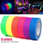 6pcs/set Gaffer UV Fluorescent Tape Self-adhesive Sticker Reactive Dark in Glow