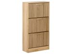 3 Compartment Shoe Storage Cabinet Light Wood LYNWOOD