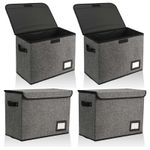 RETON 4 Pack Comic Book Storage Box, Collapsible 40x20x30 cm, Gray 