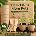 8cm Biodegradable Seedling Plant Starter Pots 8cm with Wooden Plant Labels UK