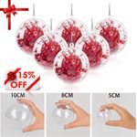 160PCS Christmas Balls Clear Fillable Baubles Sphere Xmas Tree Ornament 5/8/10cm
