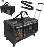 Double-Compartment Pet Rolling Carrier with Wheels for 2 Pets,for Up to 35