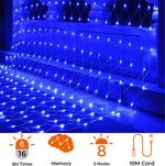 Outdoor Christmas Fairy NET Lights, 120Bulbs,BlueColour,8 Modes,8HrsTimer,Memory
