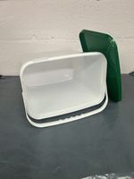 4 x 10 LITRE FOOD GRADE PLASTIC BUCKETS WITH HANDLE & LID. TAMPER EVIDENT. WHITE