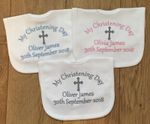 Personalised Christening Bib Baby Gift Special Occasion Embroidered Baptism Name