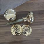 1  Solid Natural Brass Door Knobs Rim Lock Handles New But Old Stock Reclaimed