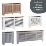 Radiator Cover Wall Mounted Modern MDF White Grey Oak Plain Slat Pattern Wooden