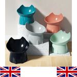 WhiskerWare Elevated Cat Bowl Anti-Tip Raised Pet Feeding Dish Tilted Edge