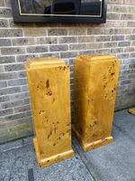 Pair of Art Deco Burr Walnut Biedermeier Pedestal Columns