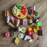 Play Food Bundle With pizza Cuttable Slices & Removable Toppings, ice cream…