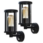 "Charlotte" Black Outdoor IP44 Wall Light with Motion Sensor - 2 Pack