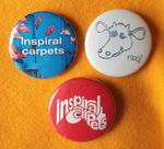 Inspiral Carpets three 25mm button badges inc logo / cow designs. Free UK P&P!