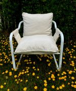 Vintage White Tubular Armchair, Sweden,IKEA, Mio 1970s