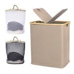 140L Lid Laundry Basket with Extra large Washing with 2 Removable Laundry Bags