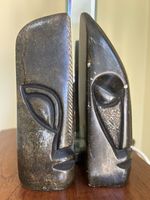 Hand Carved African Soapstone Bookends Signed V. Rangisse Zimbabwe Stone Art