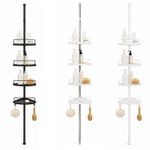 Telescopic Corner Shower Caddy 4 Shelves Adjustable Height 95 to 275cm 3 Colours
