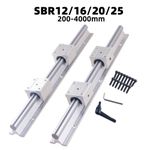 2X SBR12/16/20/25 Linear Rail 200mm~4000mm+4X SBR12/16/20/25UU Bearing Block