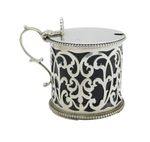 Victorian Sterling Silver Floral Pierced Mustard Pot Antique 1862 London