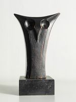 Mid-Century Modernist Spanish Bronze Owl Sculpture by Cristina Puell