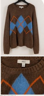 M&S brown argyle jumper L
