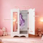White Doll Wardrobe for Up to 20" Dolls Wooden Closet and 6 Doll Clothes Hangers