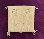 Antique Silk Boudoir/Lingerie Pouch, Floral Design Ribbonwork - hand sewn- beige