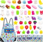 50 Pack Mochi Squishy Toys Individually Wrapped Kids Party Bag Fillers, Backpack