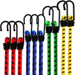 12 BUNGEE CORDS SET STRAPS WITH HOOKS ELASTICATED ROPE CORD CAR BIKE LUGGAGE