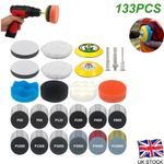 133Pcs 3 Inch Sanding Discs Car Polishing Pads Kit for Drill, 75mm Wet and Dry