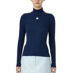 HOT High Neck Slim Fit Courreges Kint Long Sleeve Top Undershirt Sweater Women