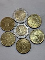 Job Of 7x coins Set 2x Two Euro 5x50euro Cent Coins Vintage Some Rare Coins
