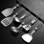 2/4/6pcs camping cooking set 304 stainless steel folding camping kitchen tools