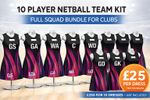 Custom Netball Team Kit – 10 Player Squad Dresses | Sublimated Netball Uniforms