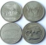 USA   3 x US Mint's State & 1 "America is Beautiful Quarters (2000-2017)