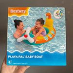 Bestway Playa Pal Baby Boat Swimming Pool Lounge Float, Round, Orange/Yellow
