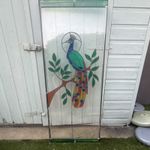 Antique Stained Glass Peacock Design Leaded Large Multicolour Rectangle Panel
