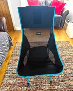 Two Helios Sunset Chairs Black/Blue Foldable Lightweight Camping Chair & Bag