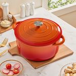 Cast Iron Casserole Dish Pot Pan Cooking Camping Stew Dutch Oven Stockpot Lid uk
