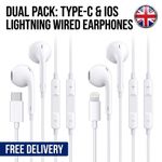 Type C And ios Earphone wired 2 Pack USB-C Headphones Earbuds