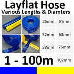 Blue Yellow PVC Layflat Hose Discharge Irrigation Lay Flat 4 BAR Rated