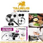 7 Pcs EGG POACHER S/S Pan BOILER Saucepan GLASS LID NON STICK Insert UK FREE P&P