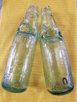 GLASS BOTTLES CODD BOTTLES WITH MARBLE STOPPERS (TWO BOTTLES)
