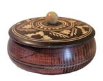 Vintage Wooden box Hand Carved Trinket Box with Lid. Vintage Souvenir Pot. #2122