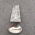Finland Suomi vintage spoon / tea caddy spoon fishing, skiing silver plated