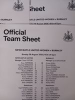2026-27 NEWCASTLE UNITED WOMEN V BURNLEY WOMEN PRE-SEASON (OFFICIAL TEAM-SHEET)