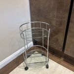 Drinks Trolley Mini Bar Cocktail Table with Glass Shelves And Wheels