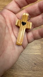 Cross My Heart Wooden Cross Pocket Charm Fidget Stress Relief Christian Catholic